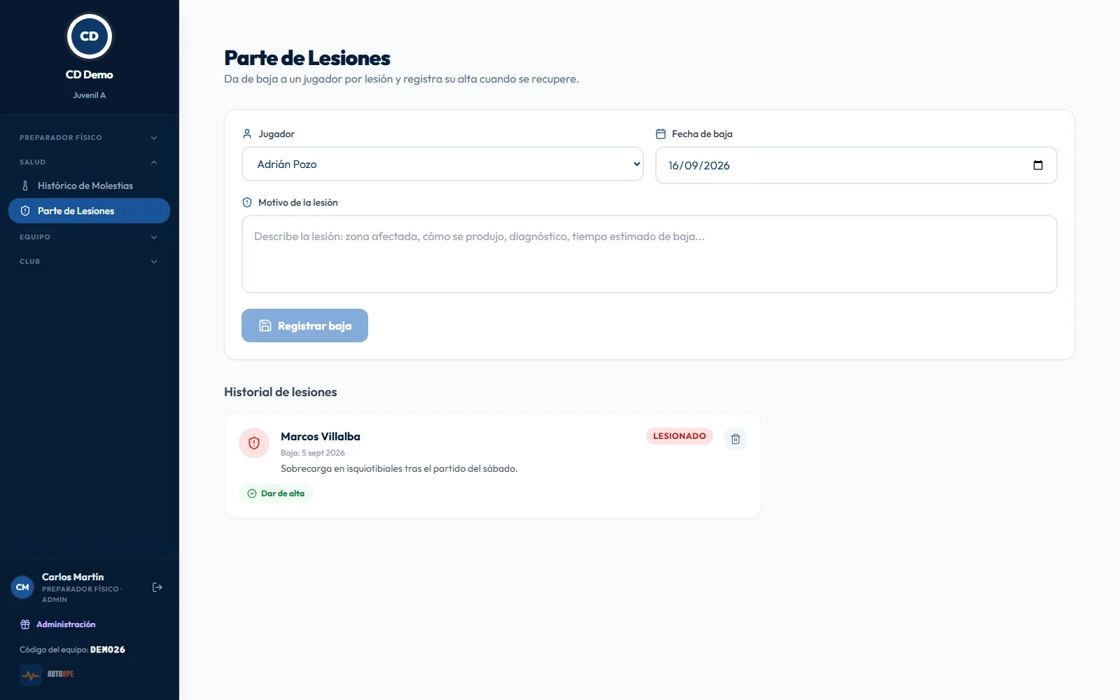 Parte de lesiones